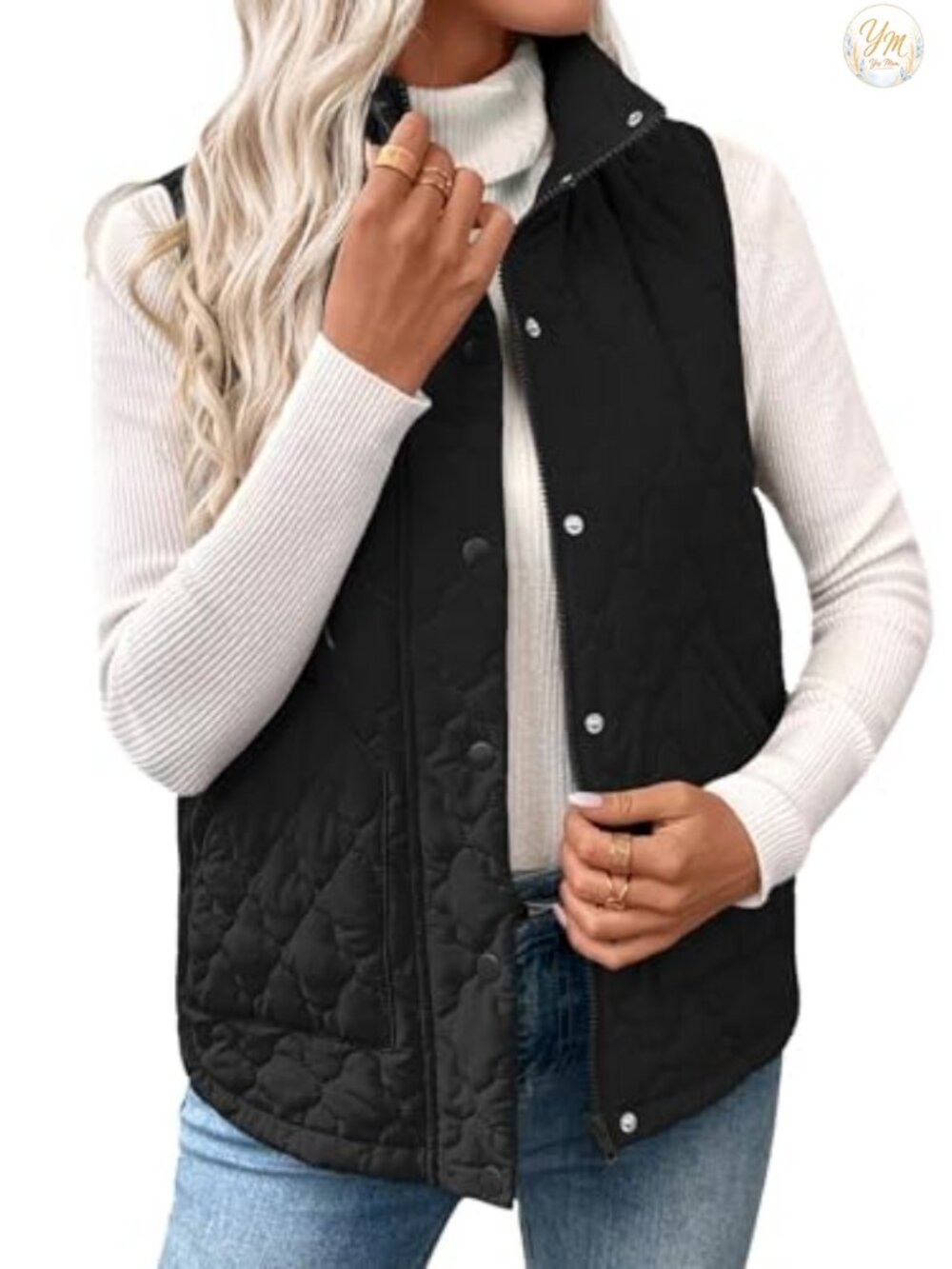 EVALESS Womens Puffer Vest Lightweight Quilted Sleeveless Zip Up Vest